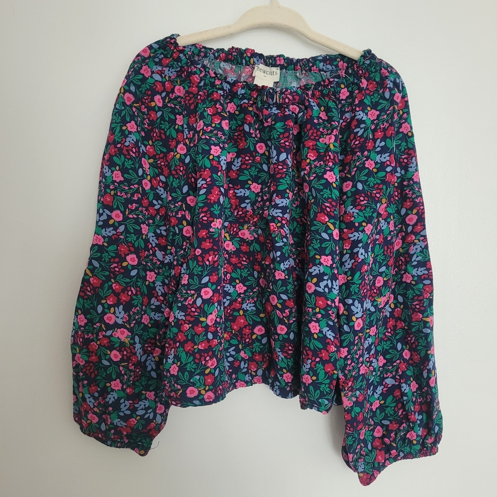 🧸2/20$ Crewcuts Navy Floral Blouse Girl Size 4-5